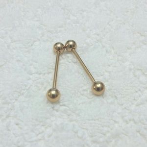 2pcs 16G 316L Surgical Steel Gold Tone Tongue Ring